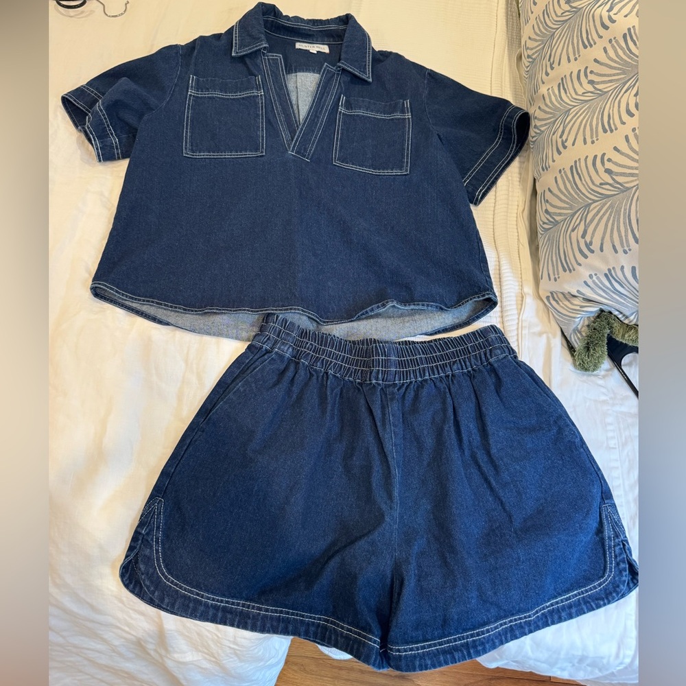 HUNTER BELL Dark Blue Denim set